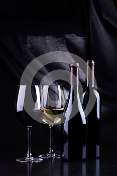 Wine bottles and glasses