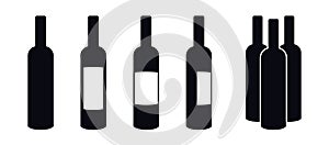 Wine bottles with labels vector icons