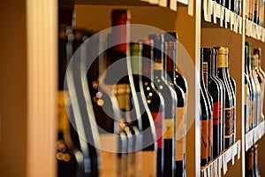 Wine bottles in wine store