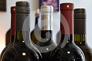 Wine bottles in wine store, restaurant, cafe and ready for home delivery