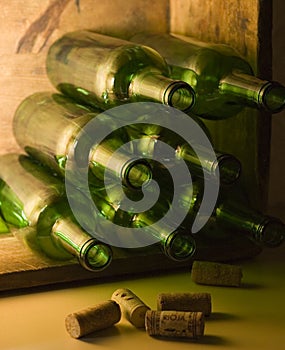 Wine Bottles In Wooden Crate