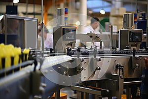 Wine Bottling Process. Winemaking at Winery, Bottling Line Production, Industry