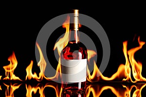 Wine brandy on fire