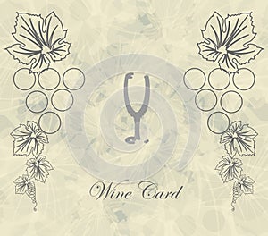 Wine card with abstract glass menu restaraunt