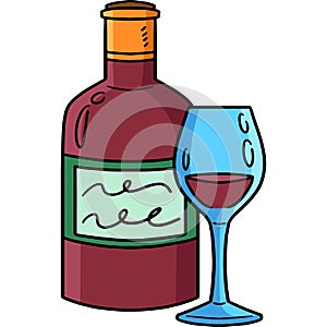 Wine Cartoon Colored Clipart Illustration