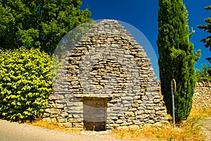 Wine cellar in ancient medieval village of Gordes, Provence, France