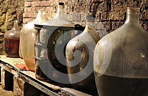Wine cellar and glass carboys