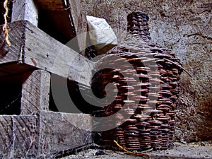 Wine cellar in an old house ruined