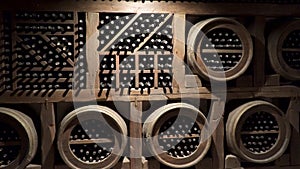 A wine cellar is a storage room for wine in bottles or barrels,