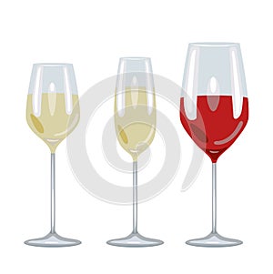 Wine and champagne glasses flat design icon