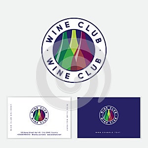 Wine club logo. Some color bottles into circle with letters. Enoteca logo. photo