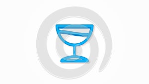 wine or cocktail glass realistic icon. 3d line vector illustration. Top view