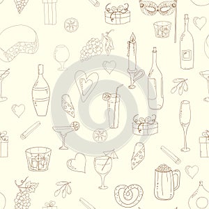 Wine and coctail seamless background.