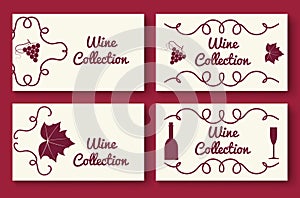 Wine collection card template set