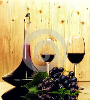 Wine collection- two glasses and bottle