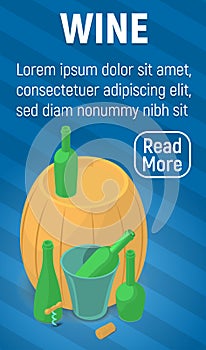 Wine concept banner, isometric style