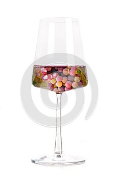 Wine concept. Vineyard in a glass collage, isolated on a white background