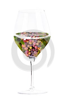 Wine concept. Vineyard in a glass collage, isolated on a white background