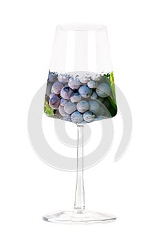 Wine concept. Vineyard in a glass collage, isolated on a white background