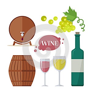 Wine Consumption Icon Set. Viniculture Production