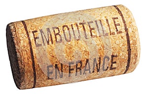 Wine cork with inscription embouteille en France