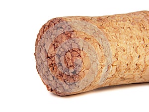 Wine cork macro isolated on the white