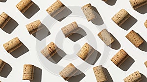 Wine cork pattern, top view and flat lay