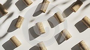 Wine cork pattern, top view and flat lay