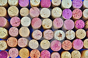 Wine corks arranged in a pattern.