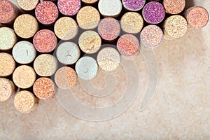 Wine corks background. Copy sparse for your text. Formalization page for the wine list