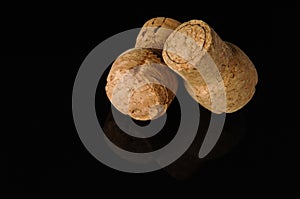 Wine corks on black background