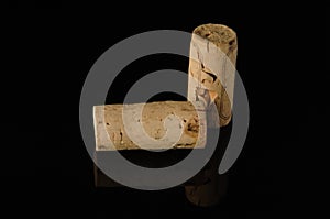 Wine corks on black background