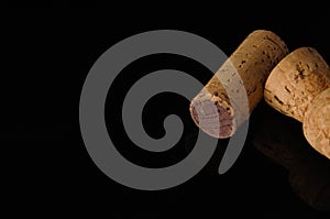 Wine corks on black background