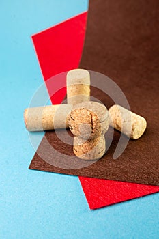 wine corks close up on different backgrounds