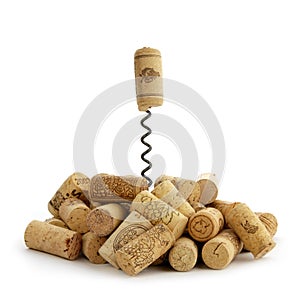 Wine corks and corkscrew photo
