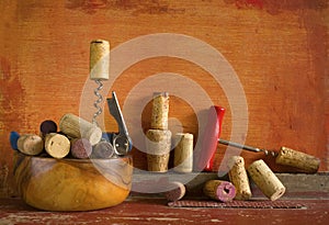 Wine corks and corkscrews,