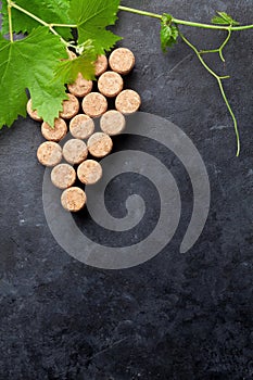 Wine corks grape shape and vine