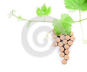 Wine corks grape shape and vine