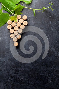 Wine corks grape shape and vine