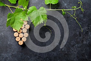 Wine corks grape shape and vine