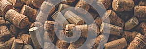 Wine corks grape shape and vine on stone table.