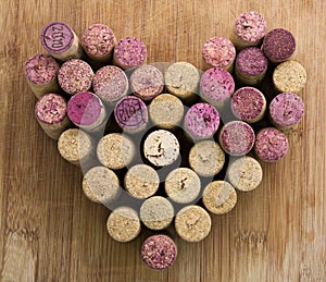 Wine corks in a heart shape
