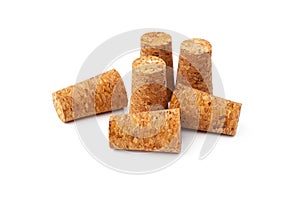 Wine corks isolated on white background. Close up.