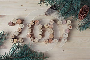 Wine corks and pine branches