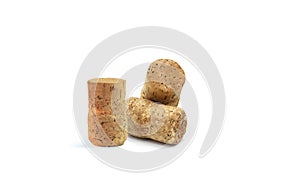 Wine corks from sparkling on white background