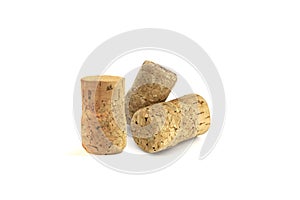 Wine corks from sparkling on white background