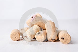 Wine corks on white background