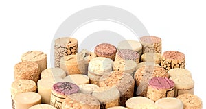 Wine corks on white background with the text area