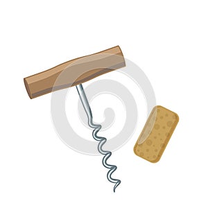 Wine corkscrew and cork