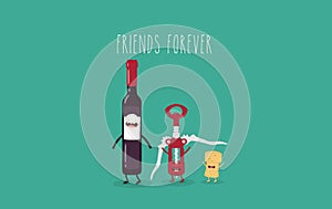 Wine and corkscrew friends
